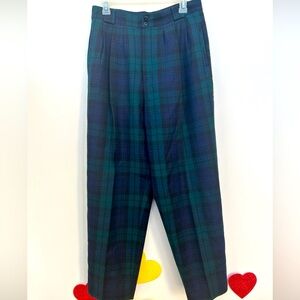 vintage giorgio sant angelo 100% Merino Wool dress pants Tartan Plaid Pleated 14